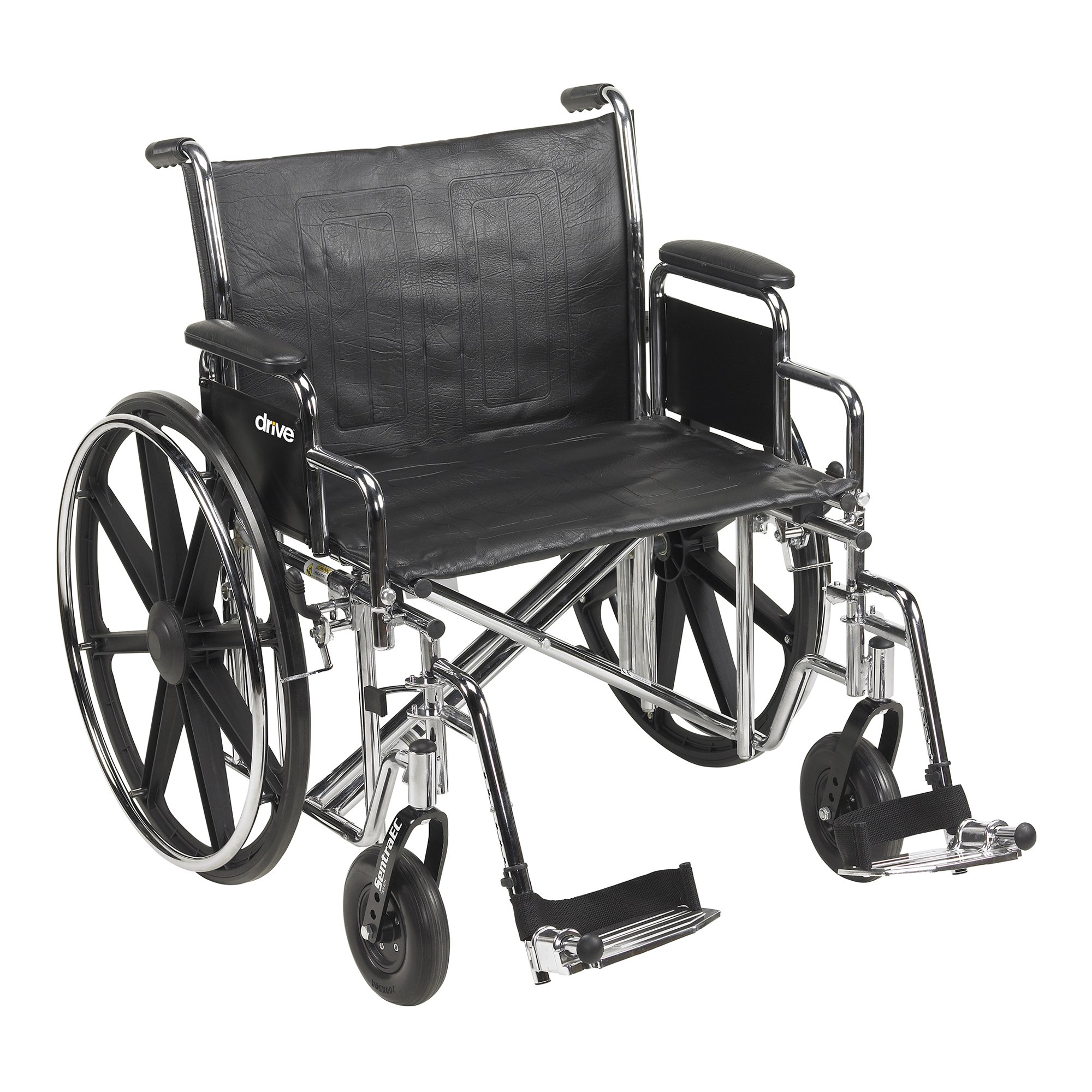 Bariatric Wheelchair McKesson Dual Axle Desk Length Arm Swing-Away Footrest Black Upholstery 24 Inch Seat Width Adult 450 lbs. Weight Capacity
