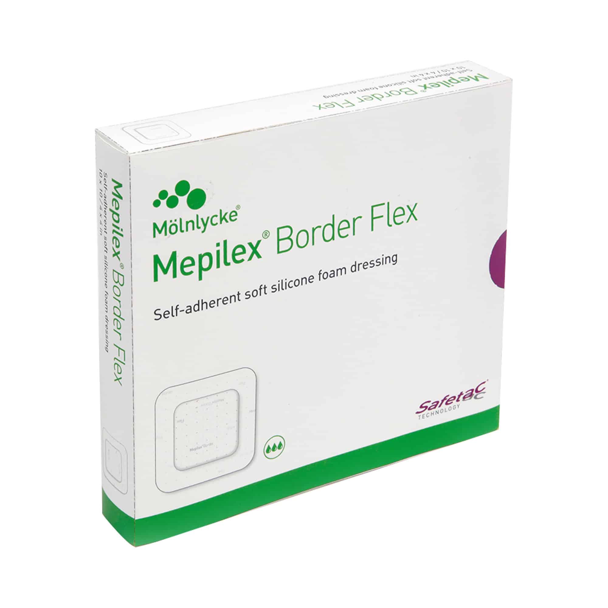 Foam Dressing Mepilex® Border Flex 6 X 6 Inch With Border Film Backing Silicone Adhesive Square Sterile