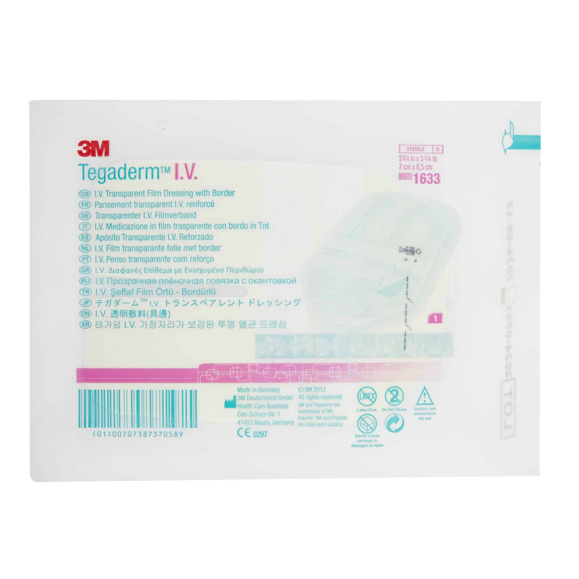 I.V. Dressing 3M™ Tegaderm™ Adhesive / Film 2-3/4 X 3-1/4 Inch Sterile