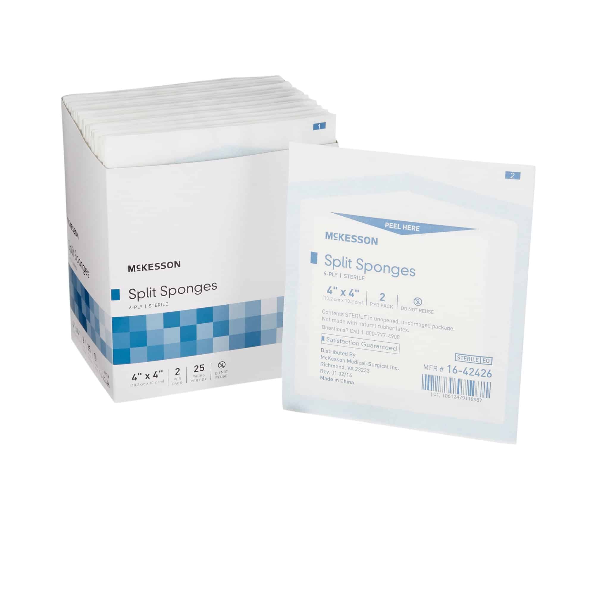Drain Sponge McKesson 4 X 4 Inch 6-Ply Sterile 2 per Pack