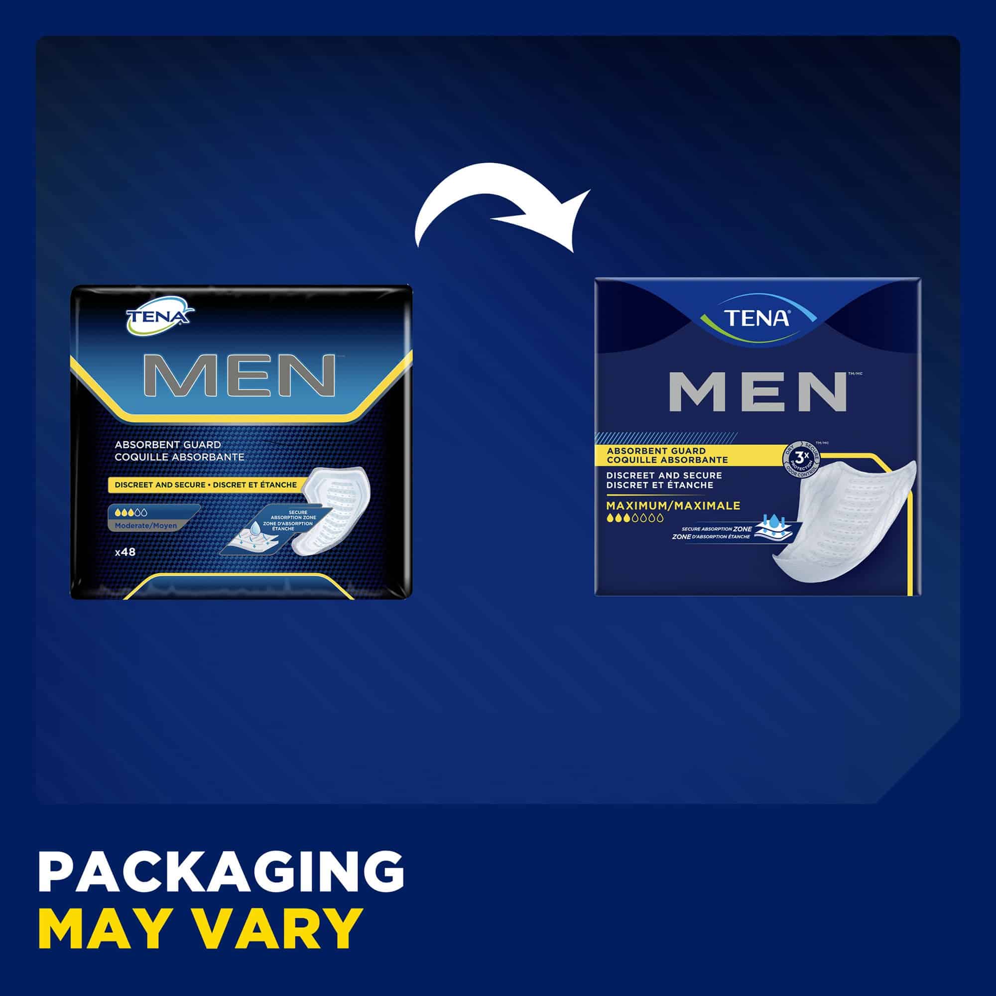 Bladder Control Pad TENA® Men™ Maximum 8 Inch Length Heavy Absorbency Dry-Fast Core™ One Size Fits Most