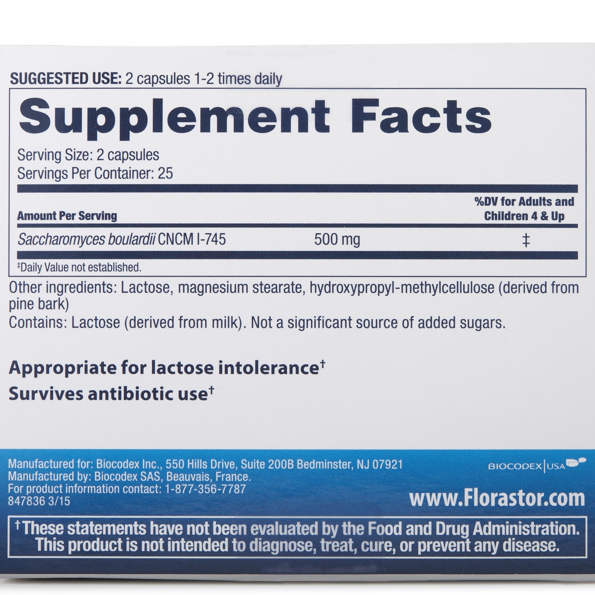 Probiotic Dietary Supplement Florastor® 50 per Bottle Capsule