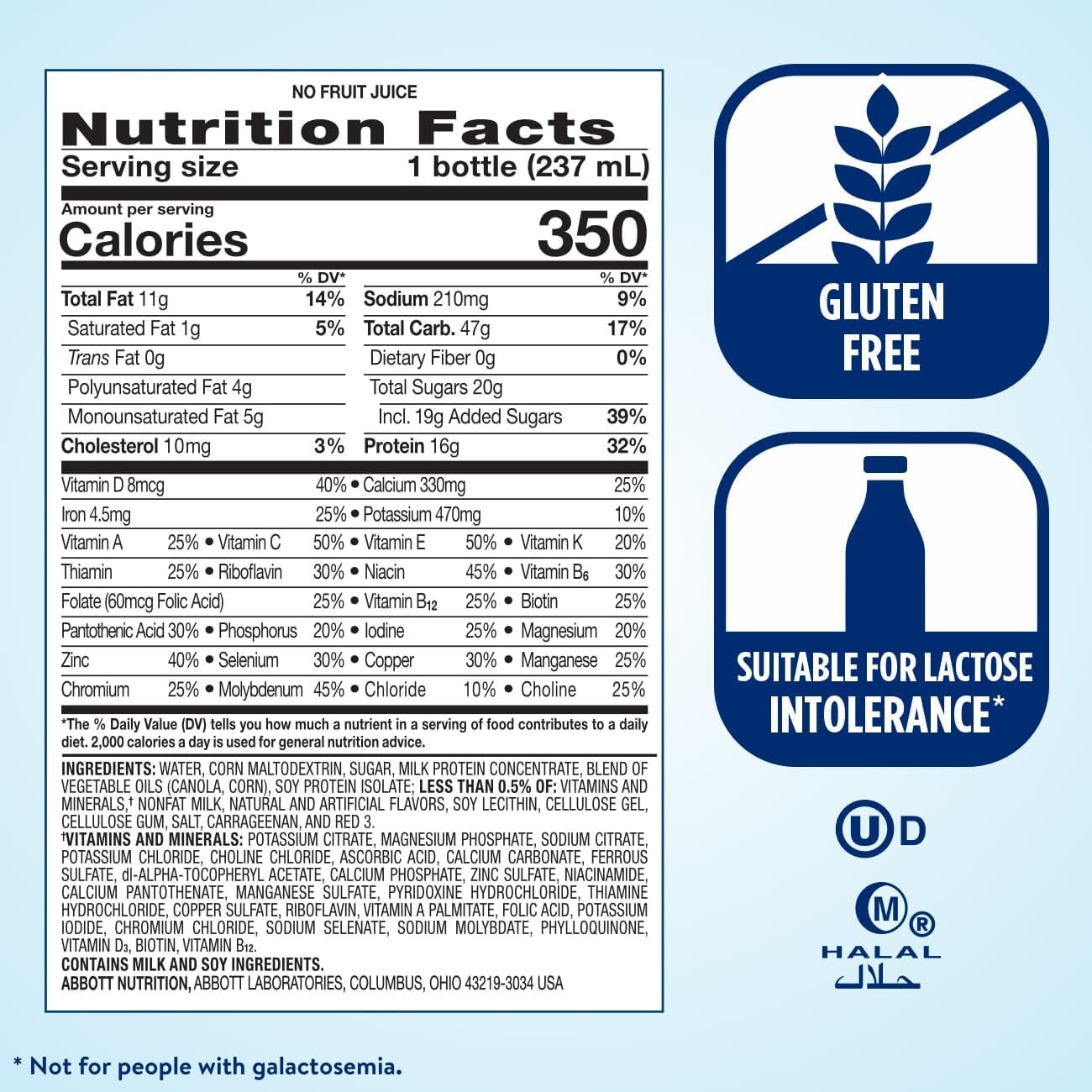 ensure plus nutrition label