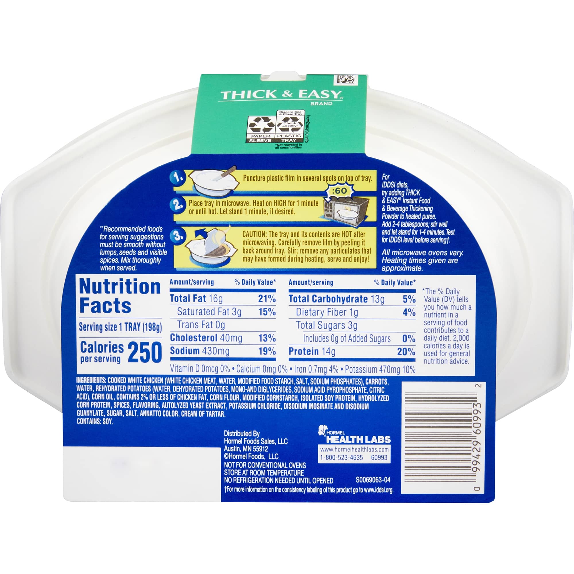 Thickened Food Thick & Easy® Purees 7 oz. Tray Roasted Chicken with Potatoes / Carrots Flavor Puree IDDSI Level 2 Mildly Thick