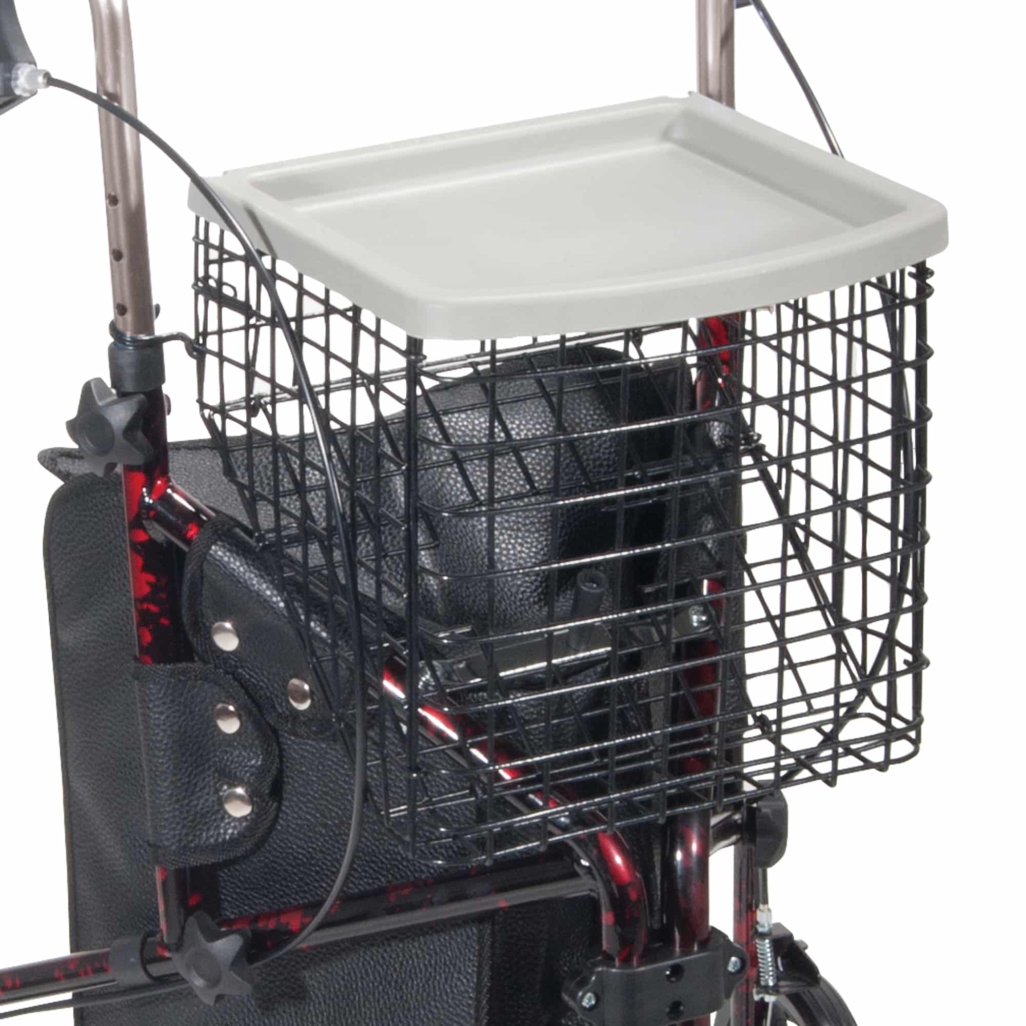 3 Wheel Rollator drive™ Deluxe Flame Red Adjustable Height / Folding Aluminum Frame