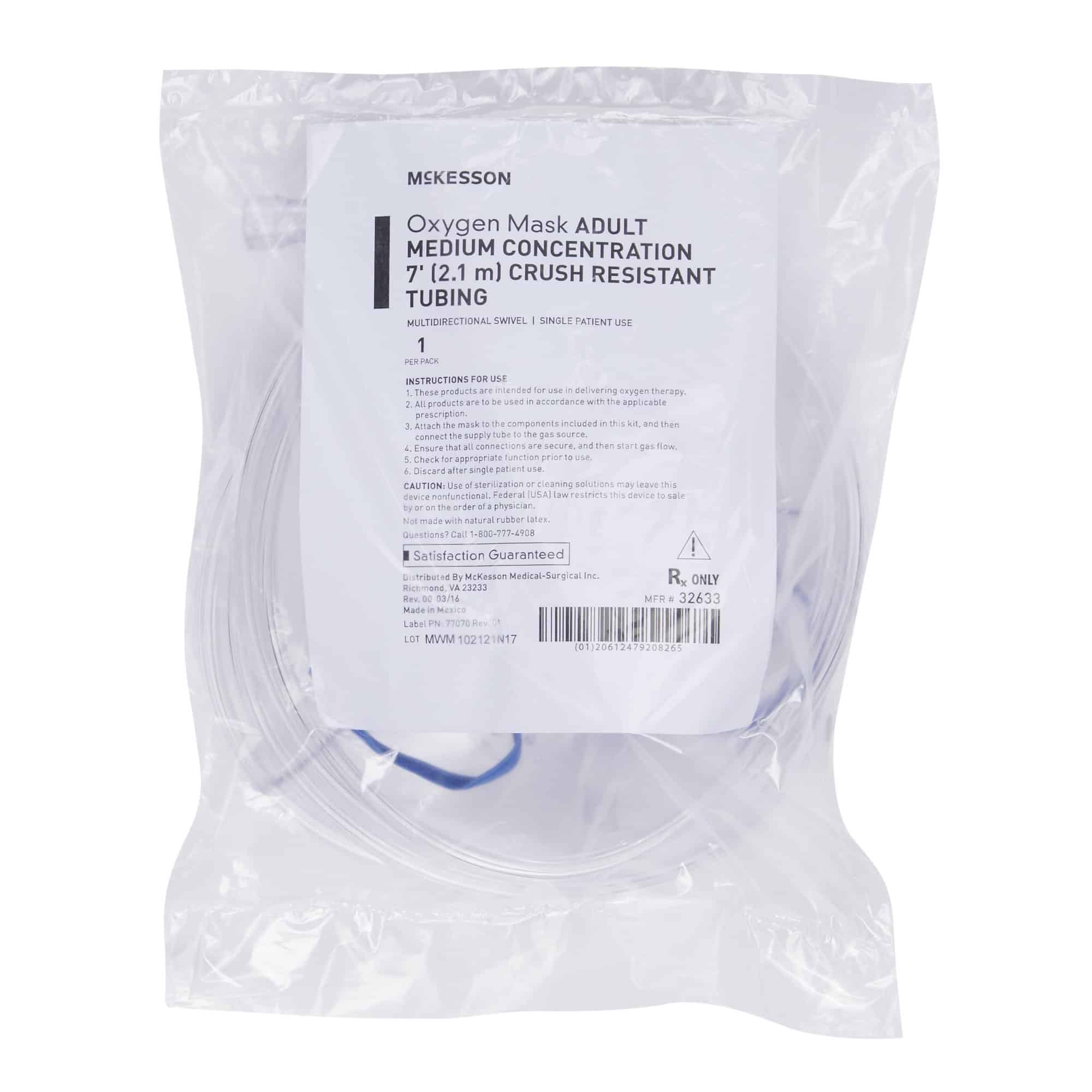 Oxygen Mask McKesson Elongated Style Adult One Size Fits Most Adjustable Head Strap