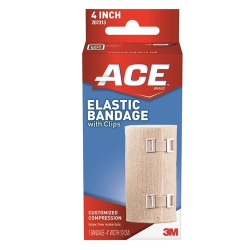 Elastic Bandage 3M™ ACE™ 4 Inch X 5 Yard Clip Detached Closure Tan NonSterile Standard Compression